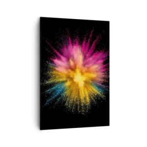 Cuadro sobre lienzo - Impresión de Imagen - Explosión de polvo colorido sobre un fondo negro - 70x100cm - El nacimiento de los colores - Decoración de pared moderna para salón y dormitorio ARTTOR