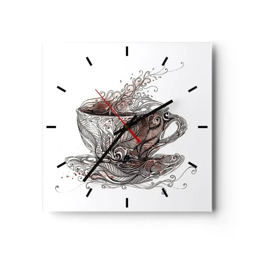 Reloj de pared - Reloj de vidrio - Taza de café decorativa con patrón artístico. - 30x30cm - Té para todo - Decoración de pared moderna para salón y dormitorio ARTTOR