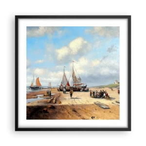 Póster en marco negro - Después de una pesca exitosa - 50x50 cm