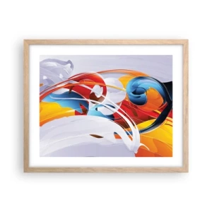 Póster en marco roble claro - Danza de los elementos - 50x40 cm