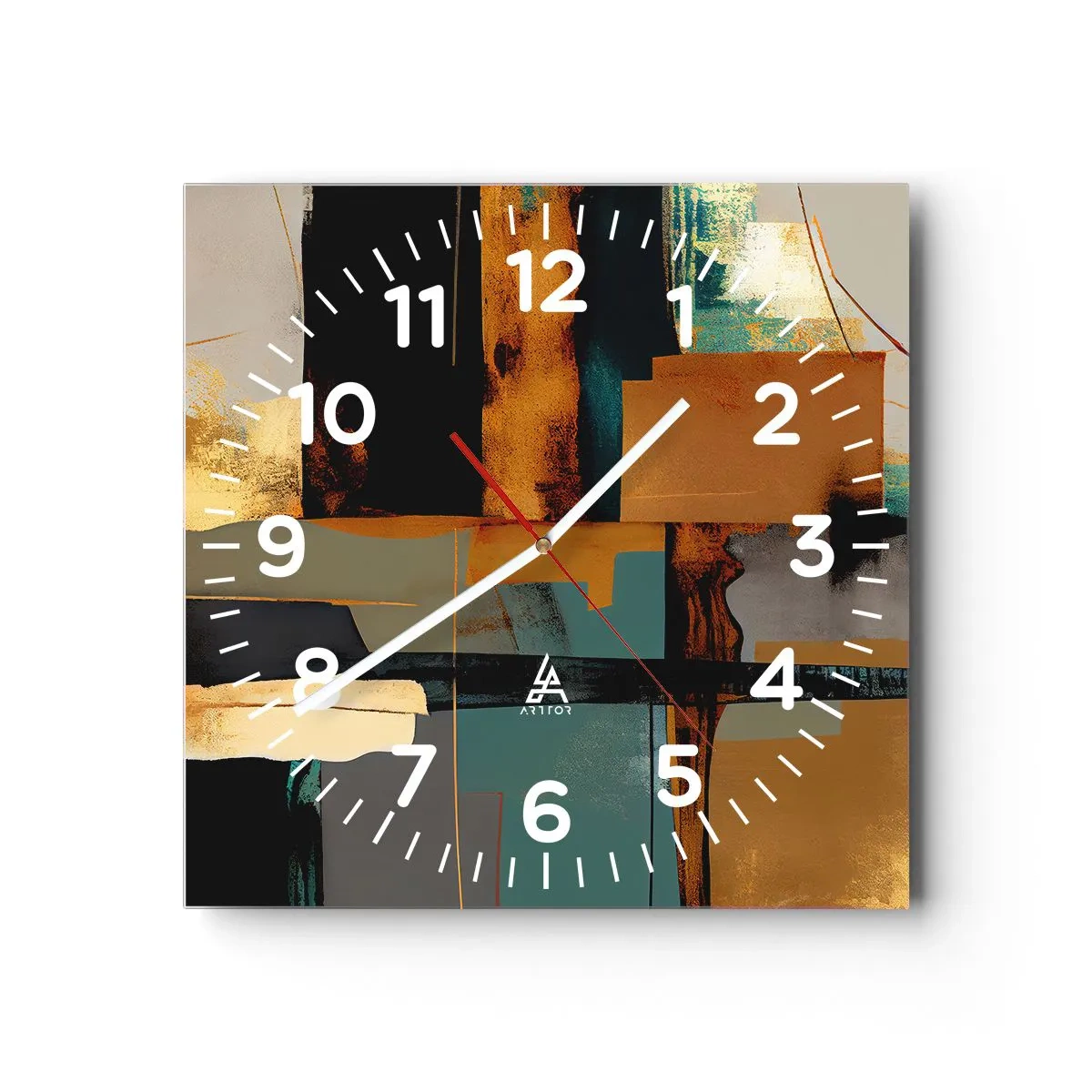 Reloj de pared - Reloj de vidrio - Abstracción: luces y sombras - 40x40 cm