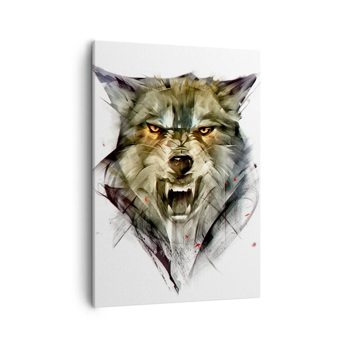 Cuadro sobre lienzo - Impresión de Imagen - Un lobo peligroso en una forma dinámica y artística. - 50x70cm - ¡No te muevas! - Decoración de pared moderna para salón y dormitorio ARTTOR