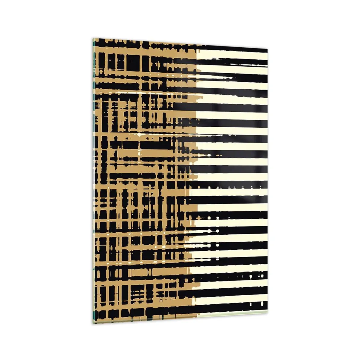 Cuadro sobre vidrio - Impresiones sobre Vidrio - Líneas abstractas en negro, beige y blanco. - 80x120cm - Abstracción arquitectónica - Decoración de pared moderna para salón y dormitorio ARTTOR