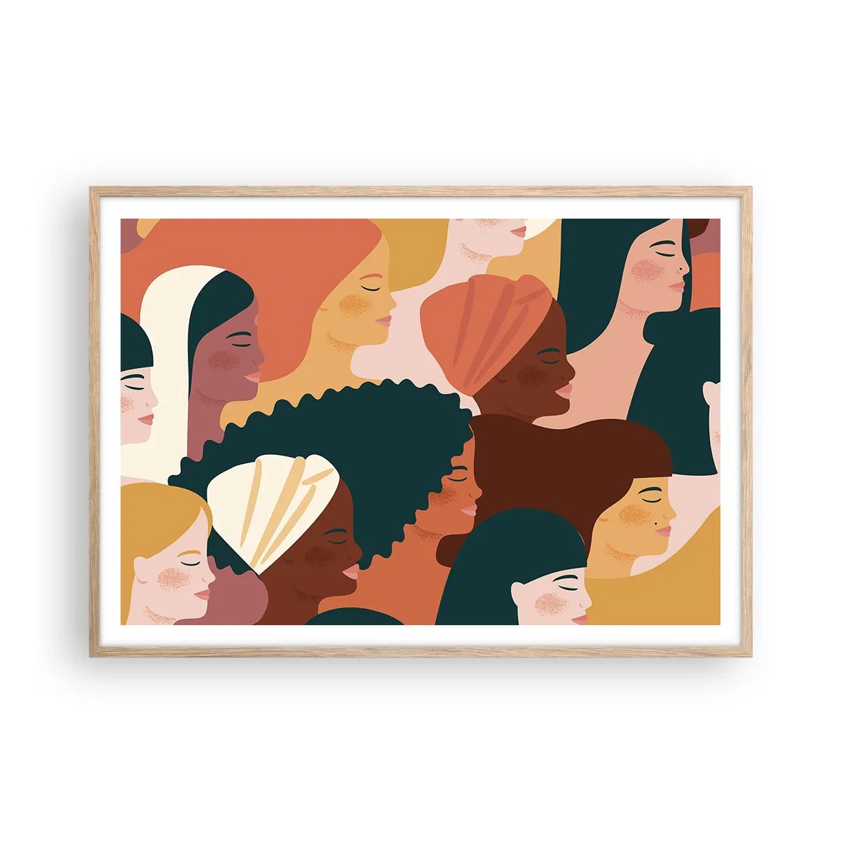 Póster en marco roble claro - La feminidad - 100x70 cm