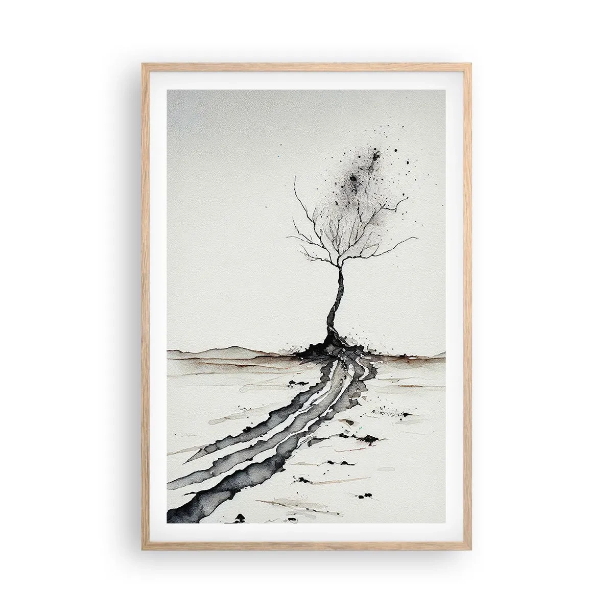 Póster en marco roble claro - Melancolía invernal - 61x91 cm