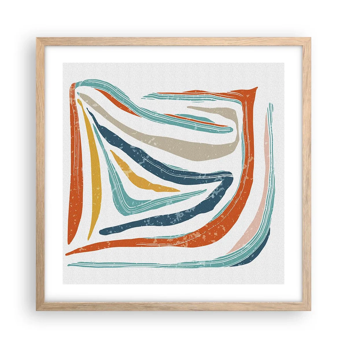 Póster en marco roble claro - Abstracción sonriente y amistosa - 50x50 cm