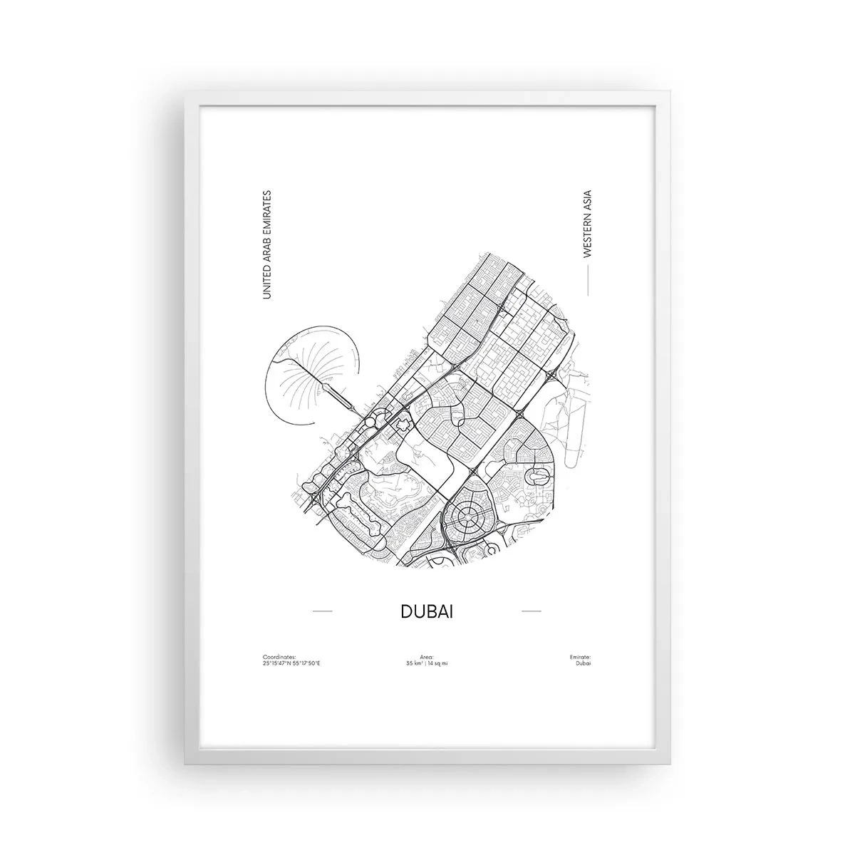 Póster en marco blanco - Anatomía de Dubái - 50x70 cm