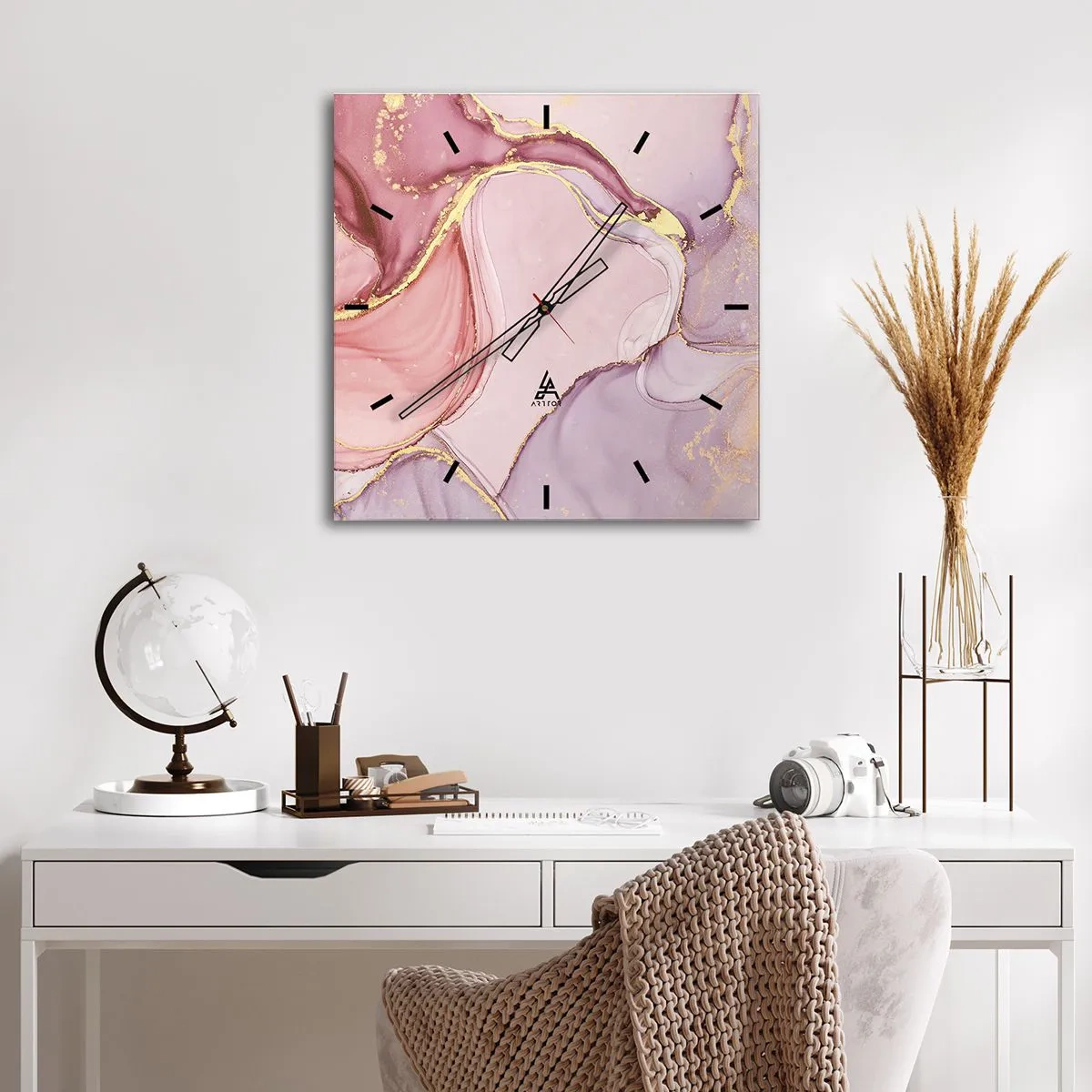 Reloj de pared - Reloj de vidrio - Caricia de colores - 40x40 cm