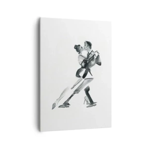 Cuadro sobre lienzo - Impresión de Imagen - Una ilustración sutil de una pareja bailando en un estilo monocromático. - 50x70cm - Todos al son de la música - Decoración de pared moderna para salón y dormitorio ARTTOR