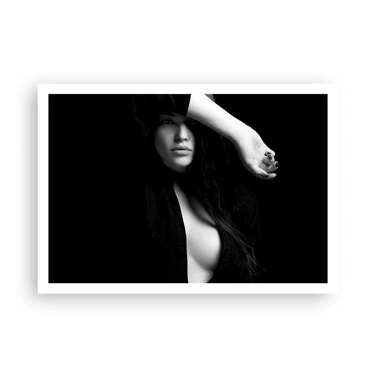 Póster - Retrato elegante de una mujer en blanco y negro. - 100x70cm - Escuela de seducción - Decoración de pared moderna para salón y dormitorio ARTTOR