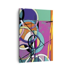 Cuadro sobre lienzo - Impresión de Imagen - Abstracción colorida con círculos geométricos. - 70x100cm - Círculo sobre círculo - Decoración de pared moderna para salón y dormitorio ARTTOR