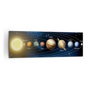 Cuadro sobre lienzo - Impresión de Imagen - Diagrama del sistema solar con planetas y el sol. - 160x50cm - Uno de diez - Decoración de pared moderna para salón y dormitorio ARTTOR