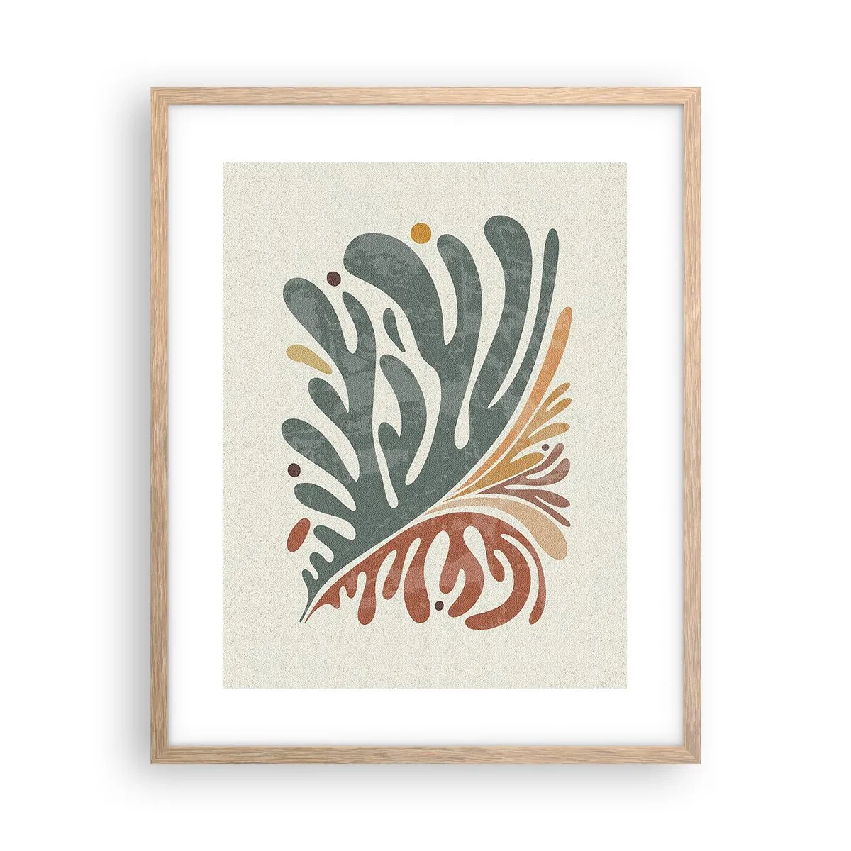 Póster en marco roble claro - Hoja multicolor - 40x50 cm