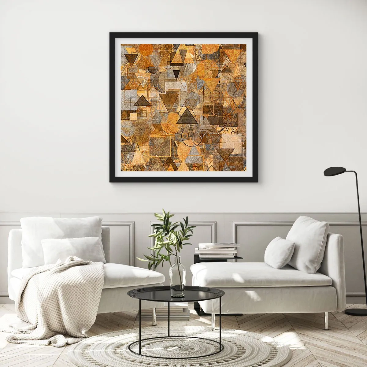 Póster en marco negro - El mundo en formas - 40x40 cm