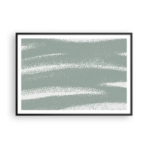 Póster en marco negro - Ondas invernales en tonos menta y blanco. - 100x70cm - Abstracción invernal - Decoración de pared moderna para salón y dormitorio ARTTOR
