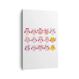 Cuadro sobre lienzo - Impresión de Imagen - Lindos búhos en colores pastel - 80x120cm - Uno más dulce que el otro - Decoración de pared moderna para salón y dormitorio ARTTOR