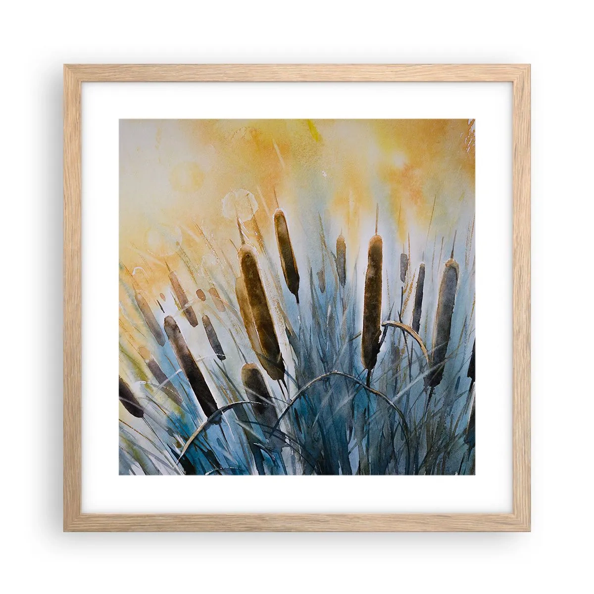 Póster en marco roble claro - El frío del agua, el calor del sol - 40x40 cm