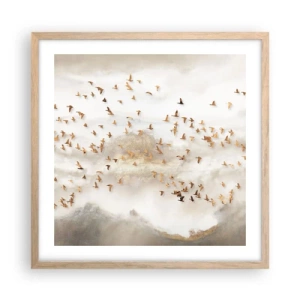 Póster en marco roble claro - Es hora... - 50x50 cm