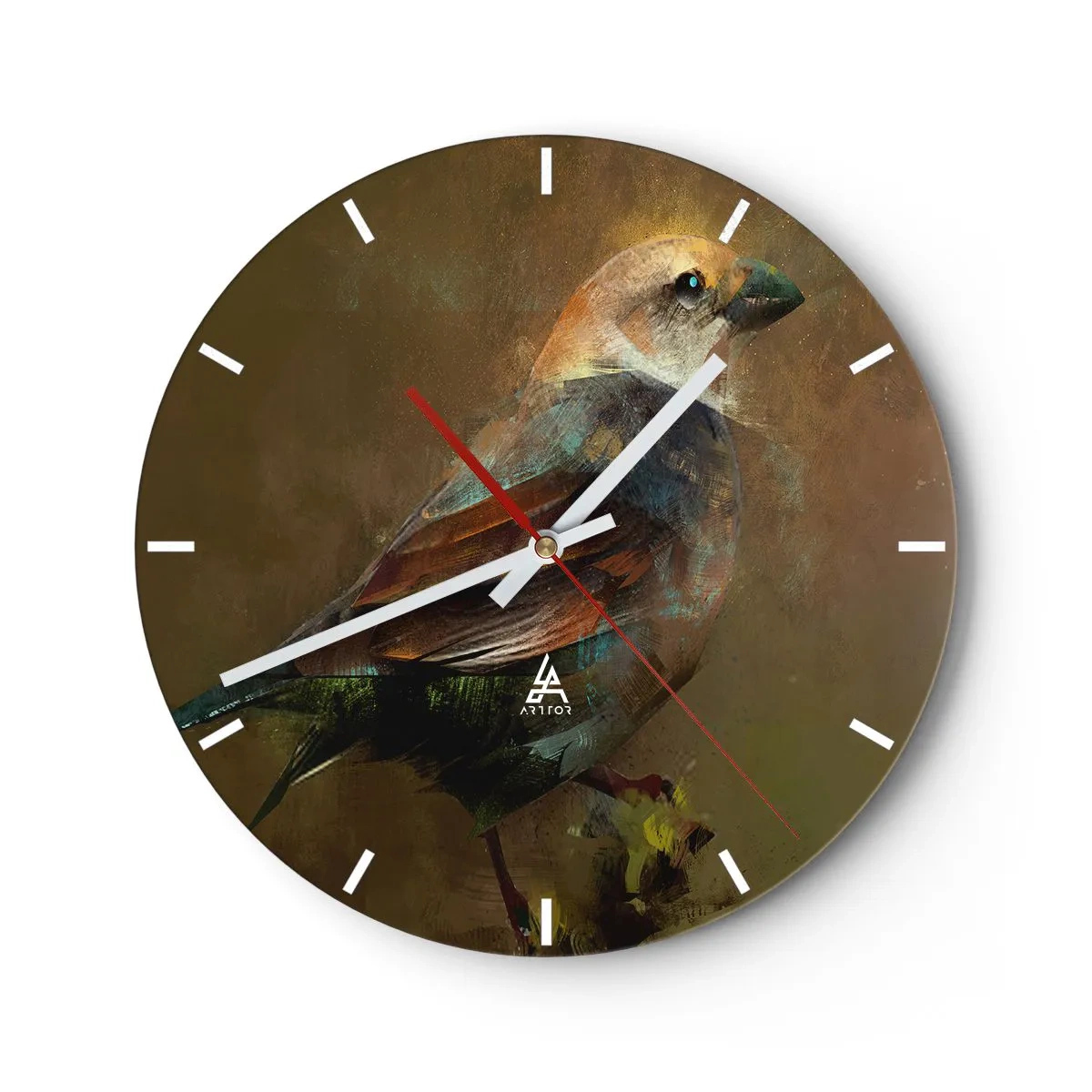 Reloj de pared - Reloj de vidrio - Pequeño gorrión - 40x40 cm