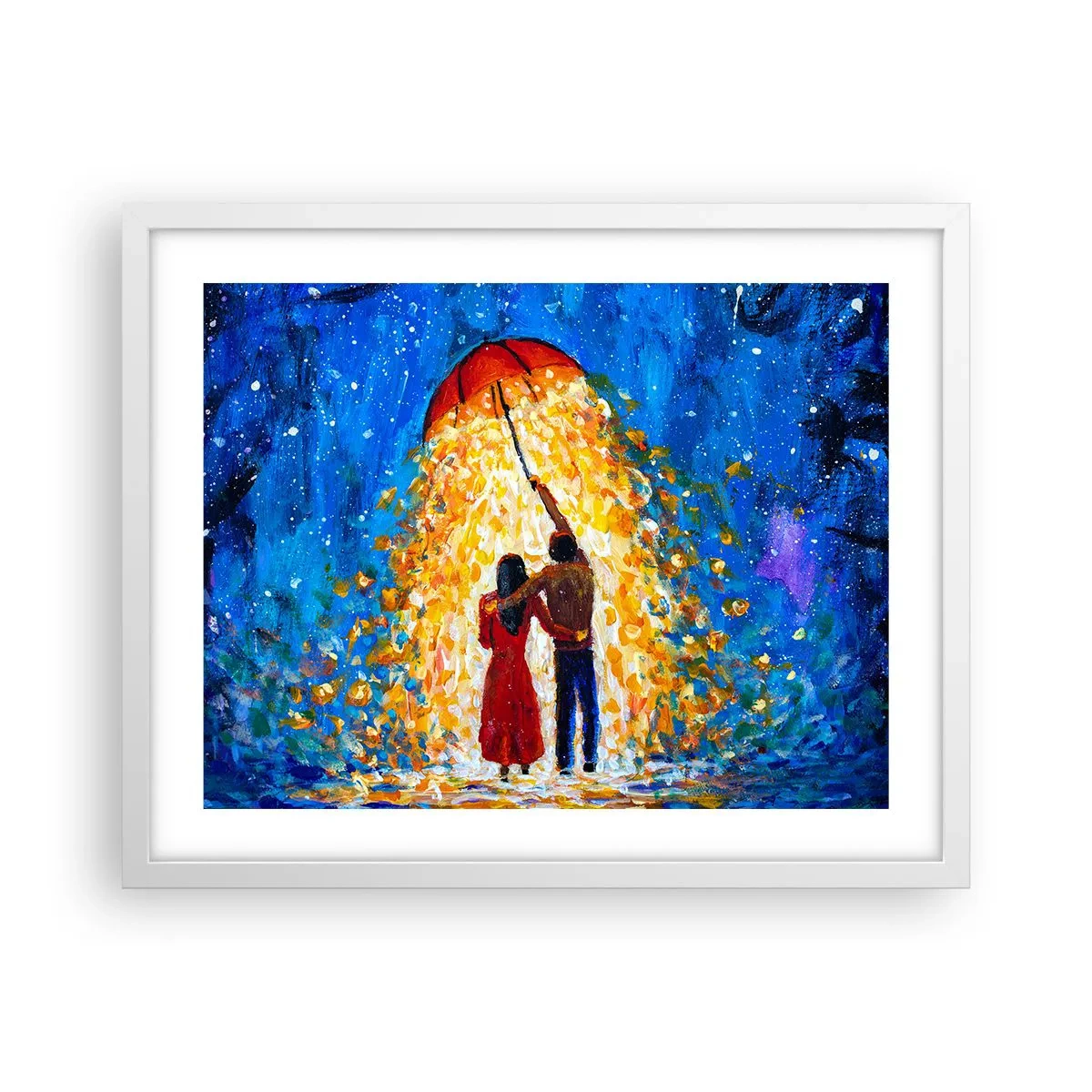 Póster en marco blanco - La magia de una tarde lluviosa - 50x40 cm