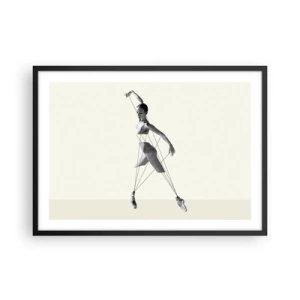 Póster en marco negro - Bailarina en interpretación geométrica con líneas. - 70x50cm - Títere de sí misma - Decoración de pared moderna para salón y dormitorio ARTTOR