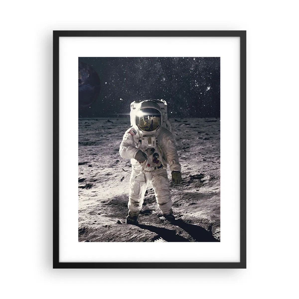 Póster en marco negro - Saludos desde la Luna - 40x50 cm