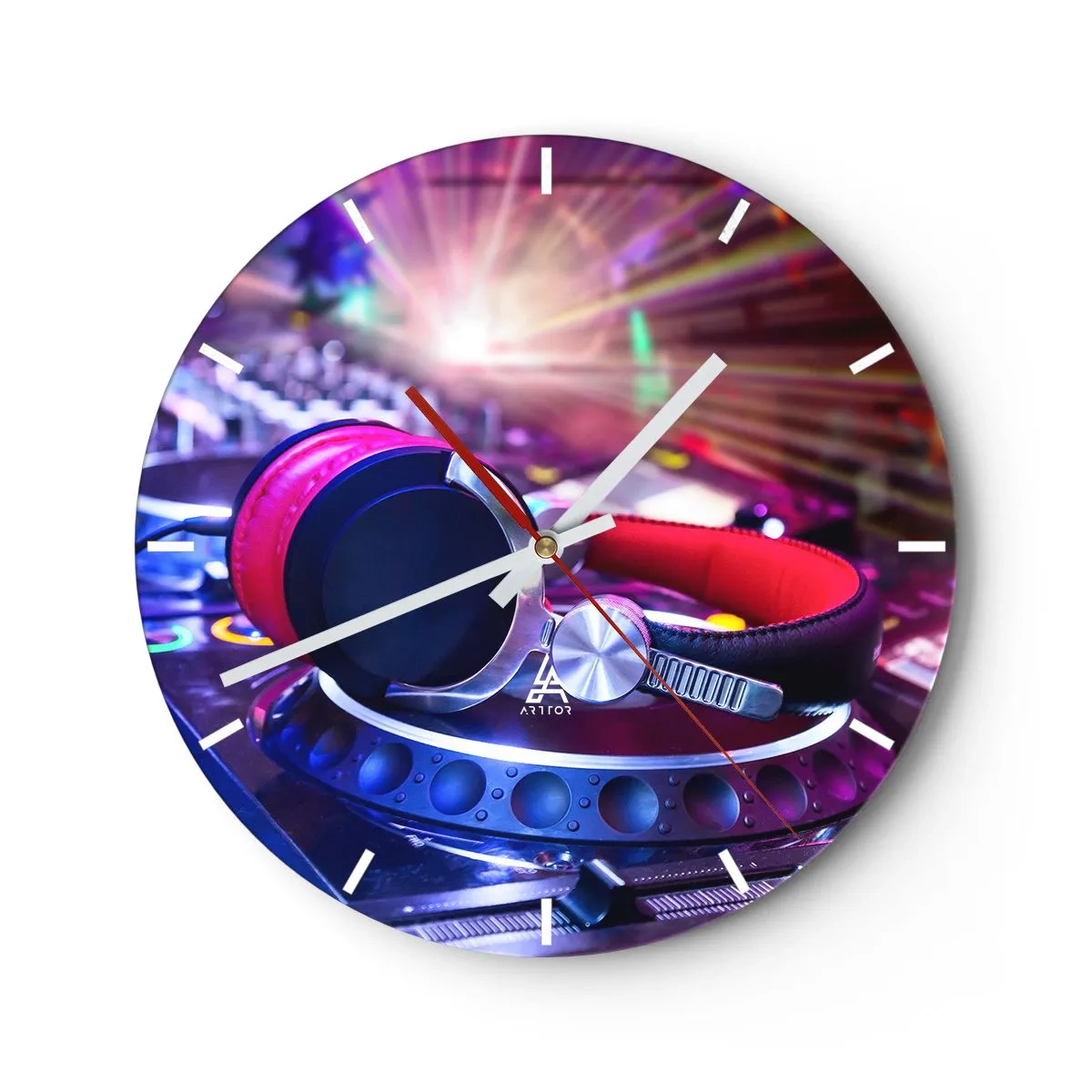 Reloj de pared - Reloj de vidrio - Empieza la fiesta - 40x40 cm