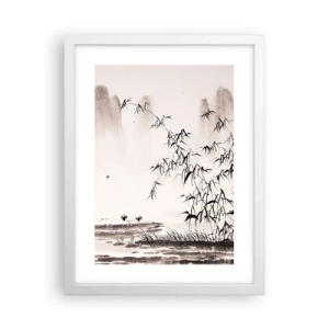 Póster en marco blanco - El silencio de los arrozales - 30x40 cm