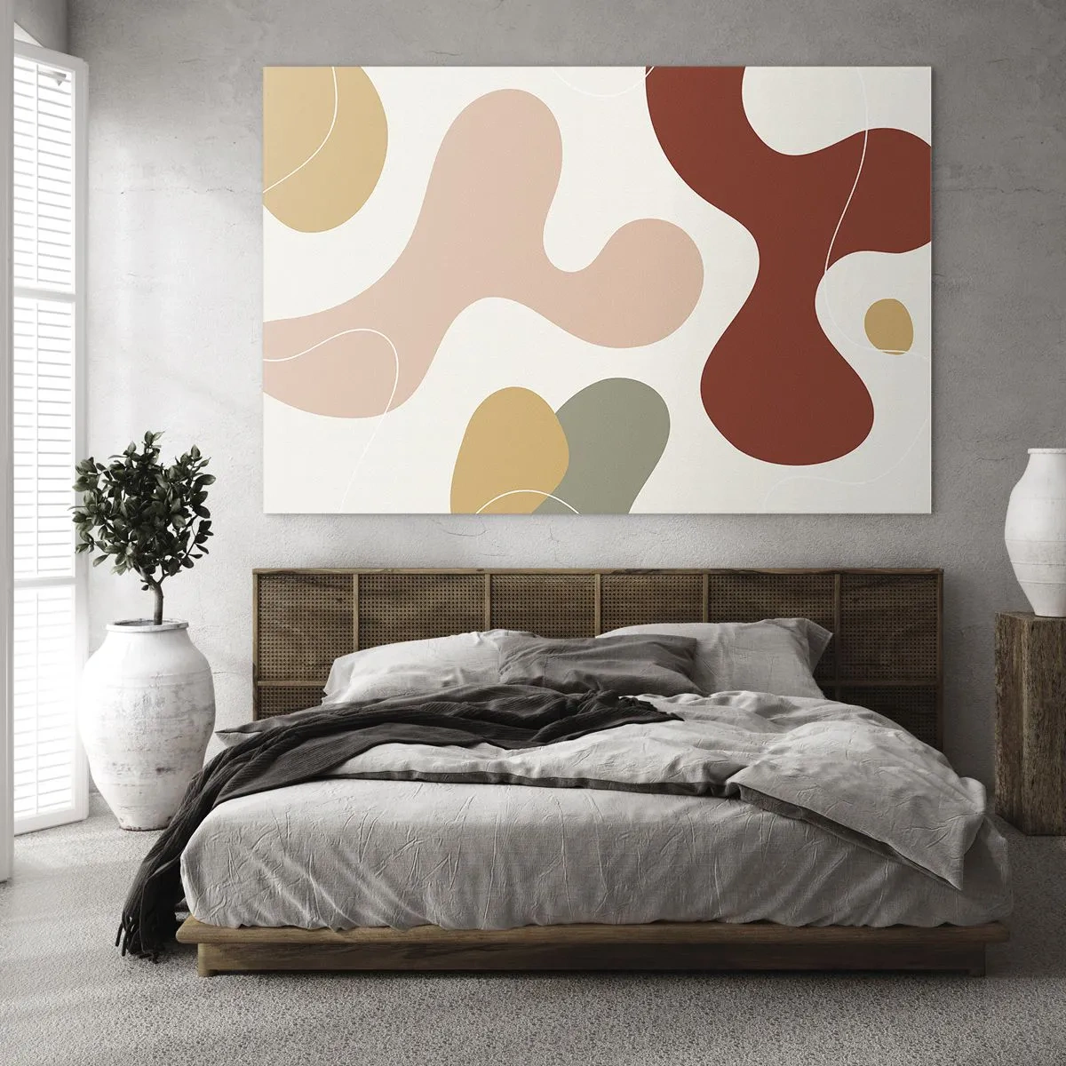 Cuadro sobre vidrio - Impresiones sobre Vidrio - Composición abstracta de formas orgánicas - 70x50cm - La esencia de la pintura - Decoración de pared moderna para salón y dormitorio ARTTOR