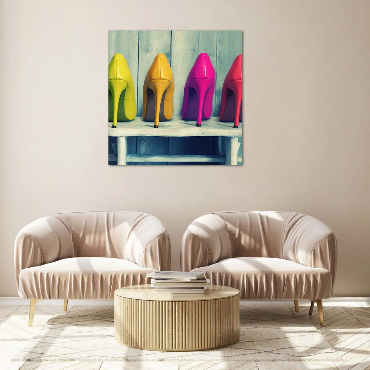 Cuadro sobre vidrio - Impresiones sobre Vidrio - Caminando sobre un arco iris - 70x70 cm