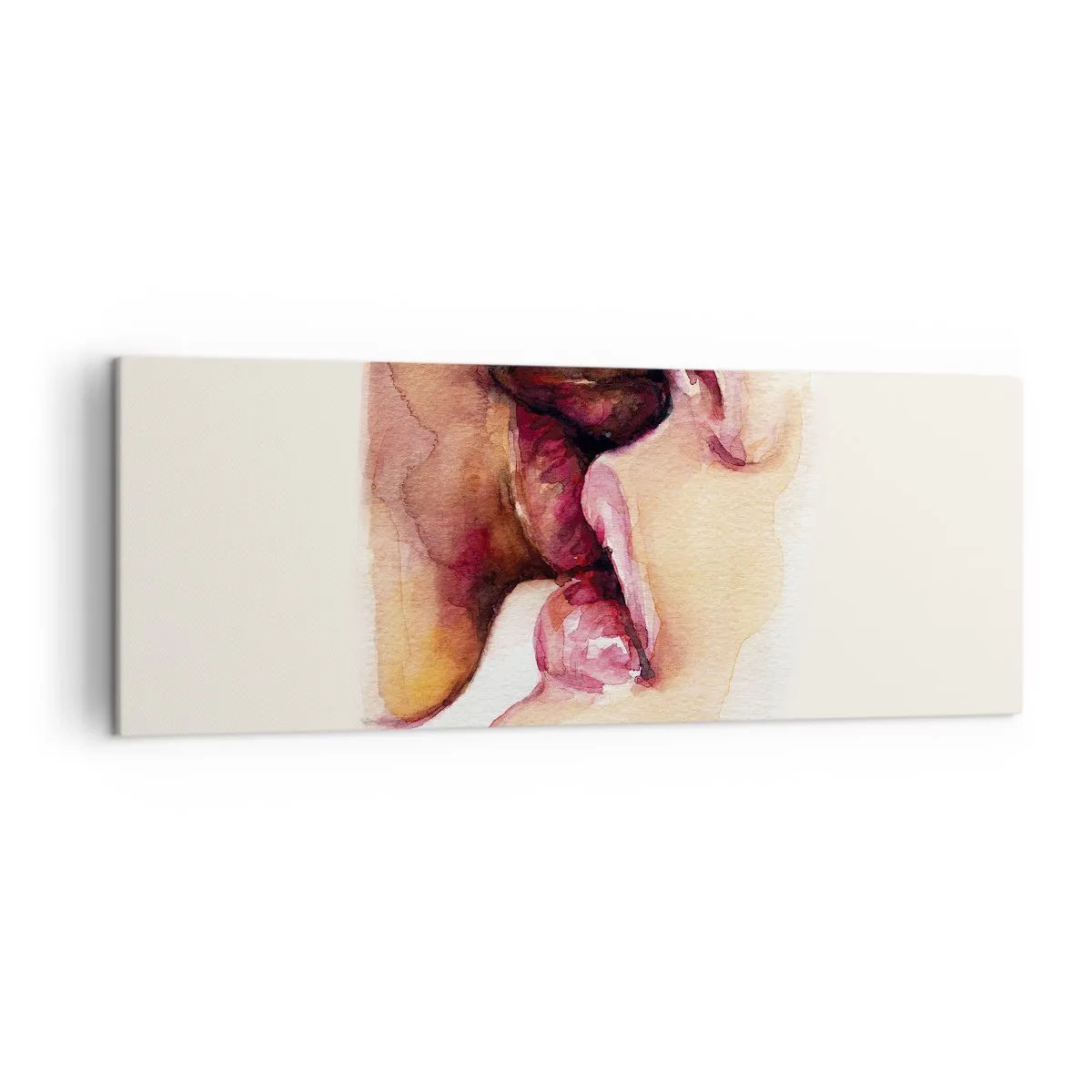 Cuadro sobre lienzo - Impresión de Imagen - Una pintura de acuarela de un primer plano de un rostro. - 140x50cm - Como la noche y el día, la tierra y el cielo - Decoración de pared moderna para salón y dormitorio ARTTOR