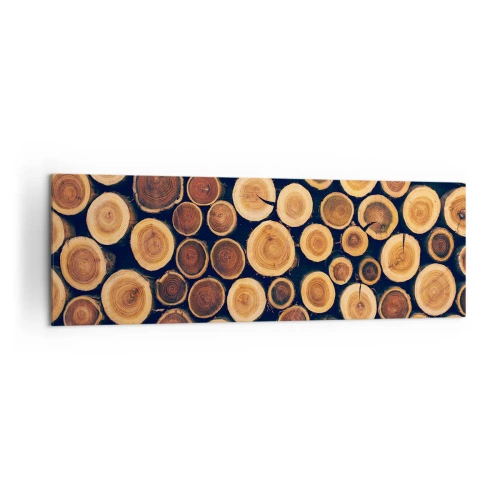 Cuadro sobre lienzo - Impresión de Imagen - Patrón elaborado a partir de secciones transversales de troncos de madera. - 160x50cm - ¿Qué edad tengo? - Decoración de pared moderna para salón y dormitorio ARTTOR