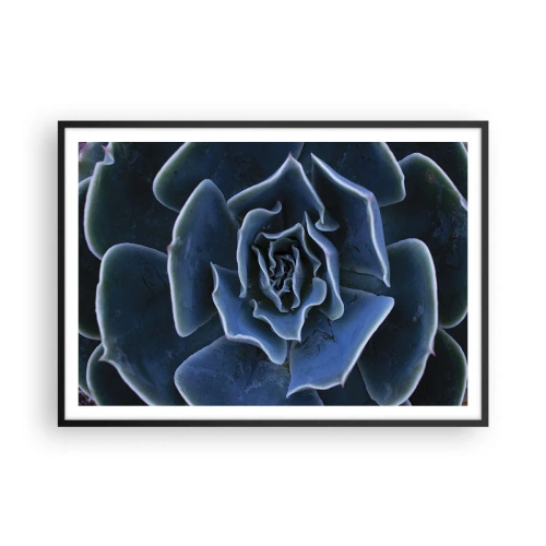 Póster en marco negro - Primer plano de una roseta suculenta verde - 100x70cm - Flor del desierto - Decoración de pared moderna para salón y dormitorio ARTTOR