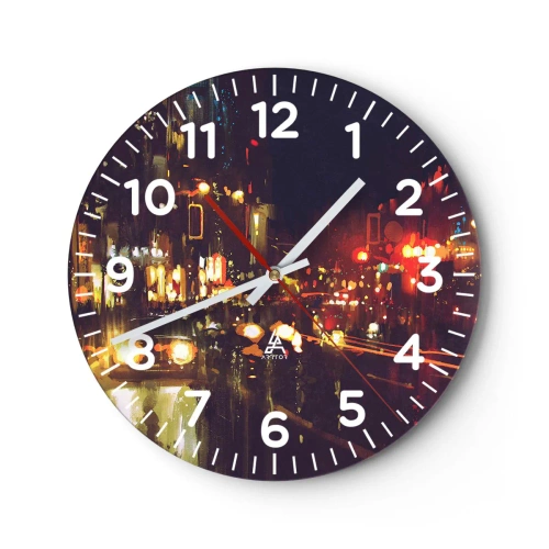 Reloj de pared - Reloj de vidrio - Hundido en la luz de la noche - 30x30 cm