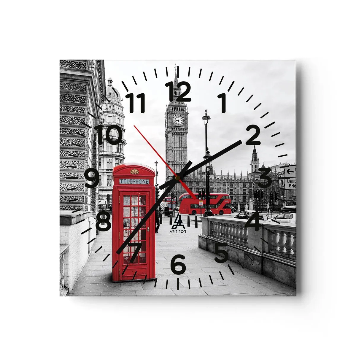 Reloj de pared - Reloj de vidrio - Sin duda, Londres - 40x40 cm