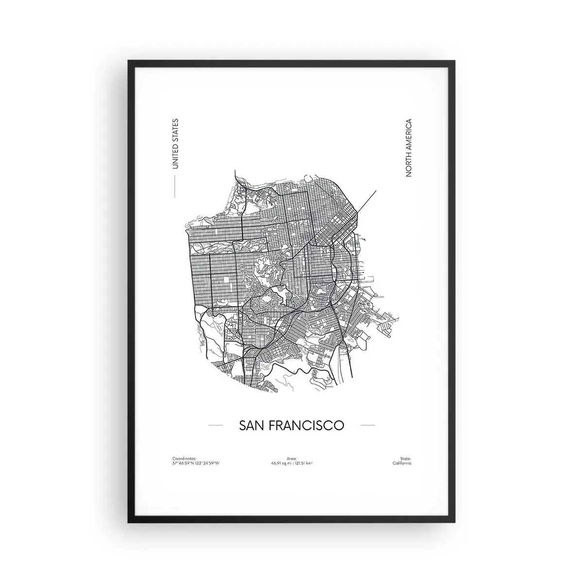 Póster en marco negro - Anatomía de San Francisco - 70x100 cm