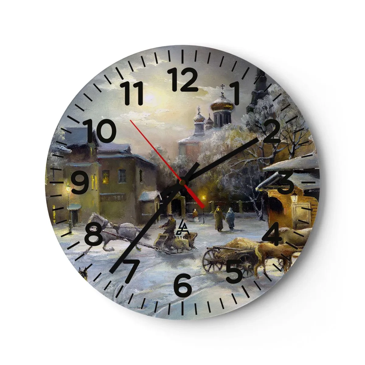 Reloj de pared - Reloj de vidrio - La magia de un invierno ruso - 40x40 cm
