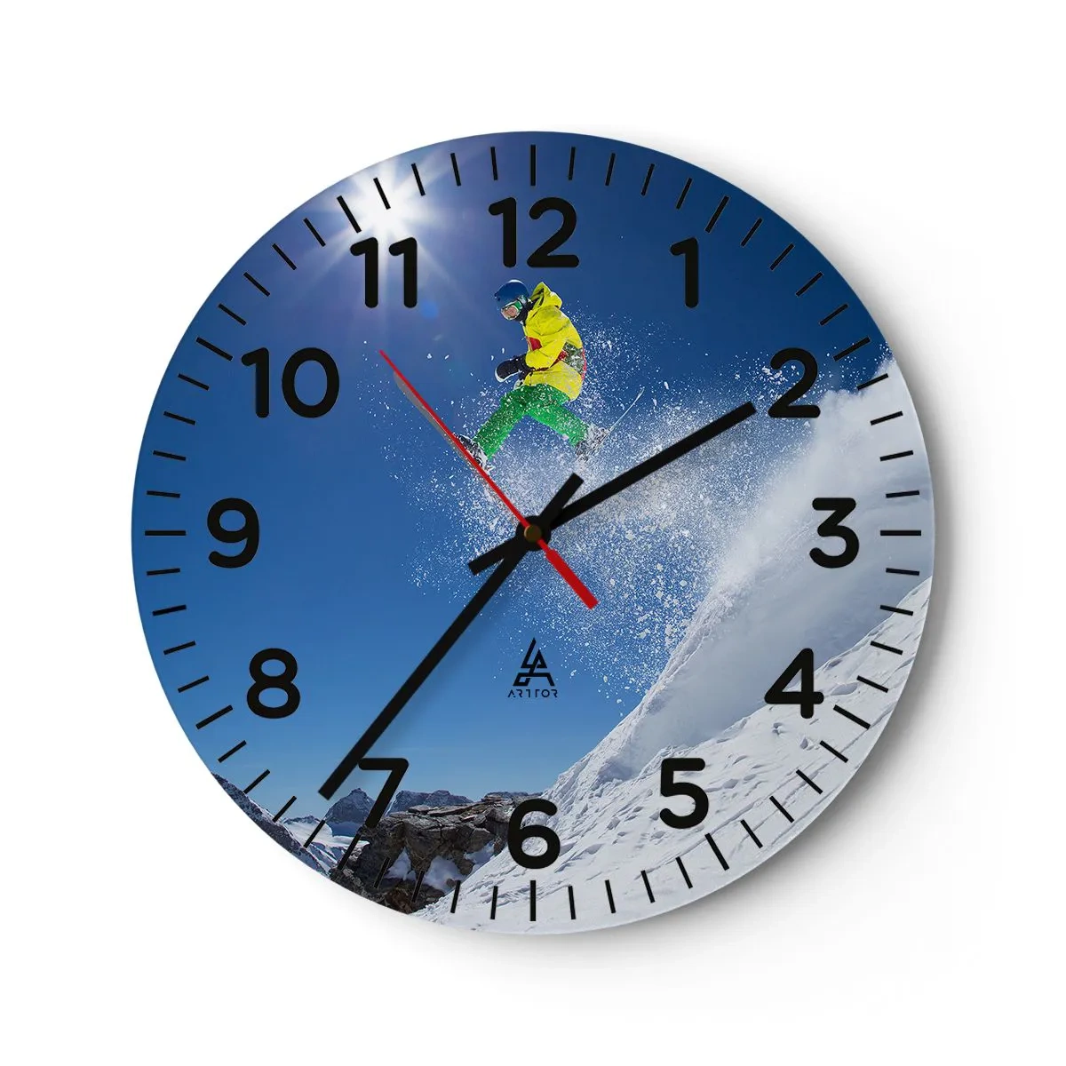 Reloj de pared - Reloj de vidrio - Bailando con las montañas - 40x40 cm