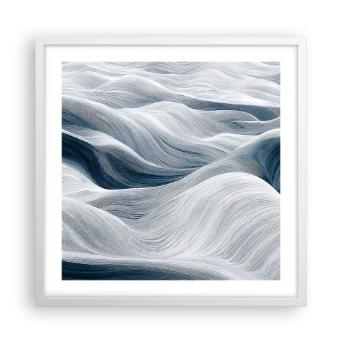 Póster en marco blanco - Olas blancas y azules - 50x50 cm