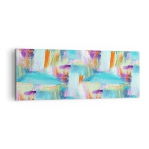 Cuadro sobre lienzo - Impresión de Imagen - Abstracción colorida con pinceladas dinámicas. - 140x50cm - Un alegre traductor de garabatos - Decoración de pared moderna para salón y dormitorio ARTTOR
