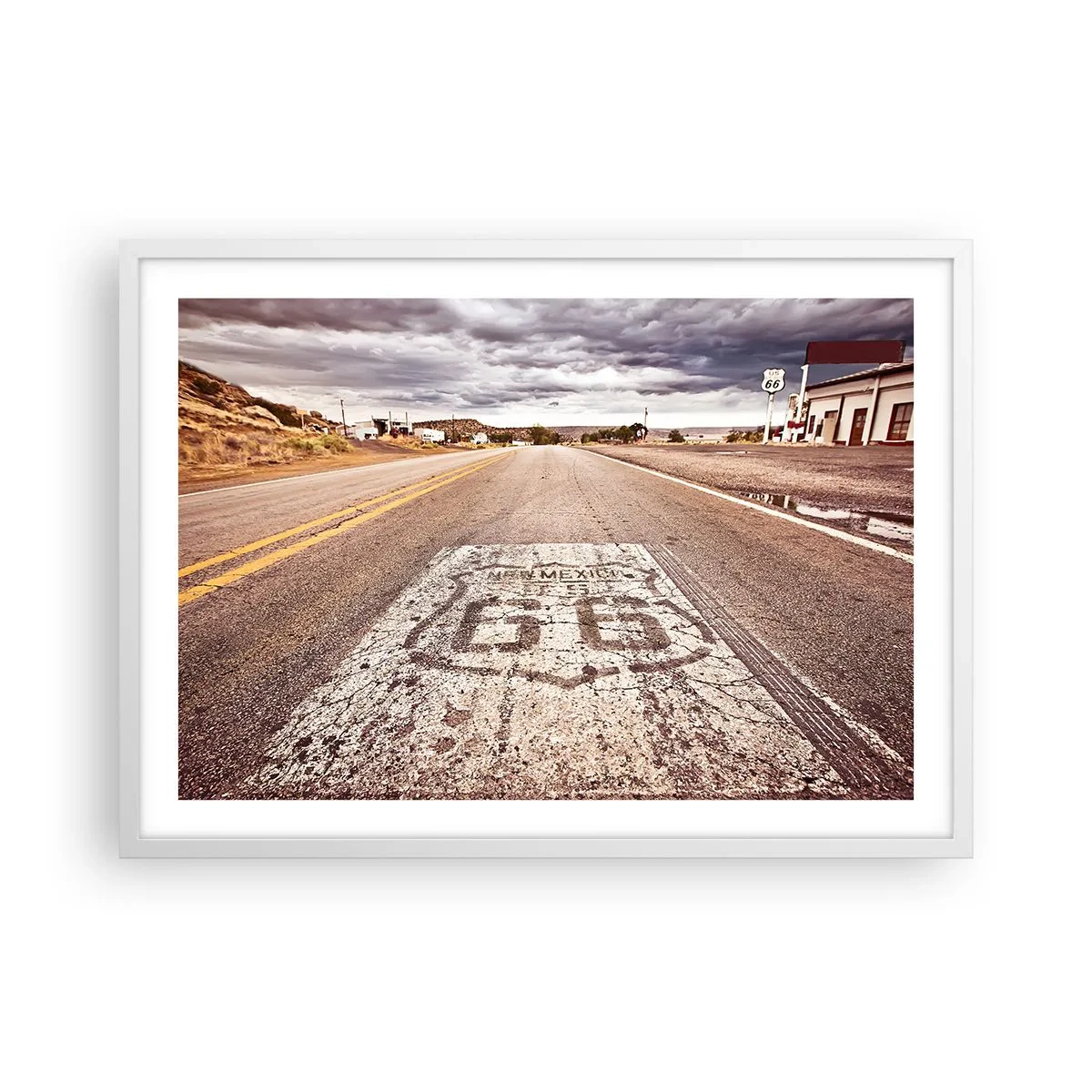 Póster en marco blanco - Mother Road: una leyenda americana - 70x50 cm