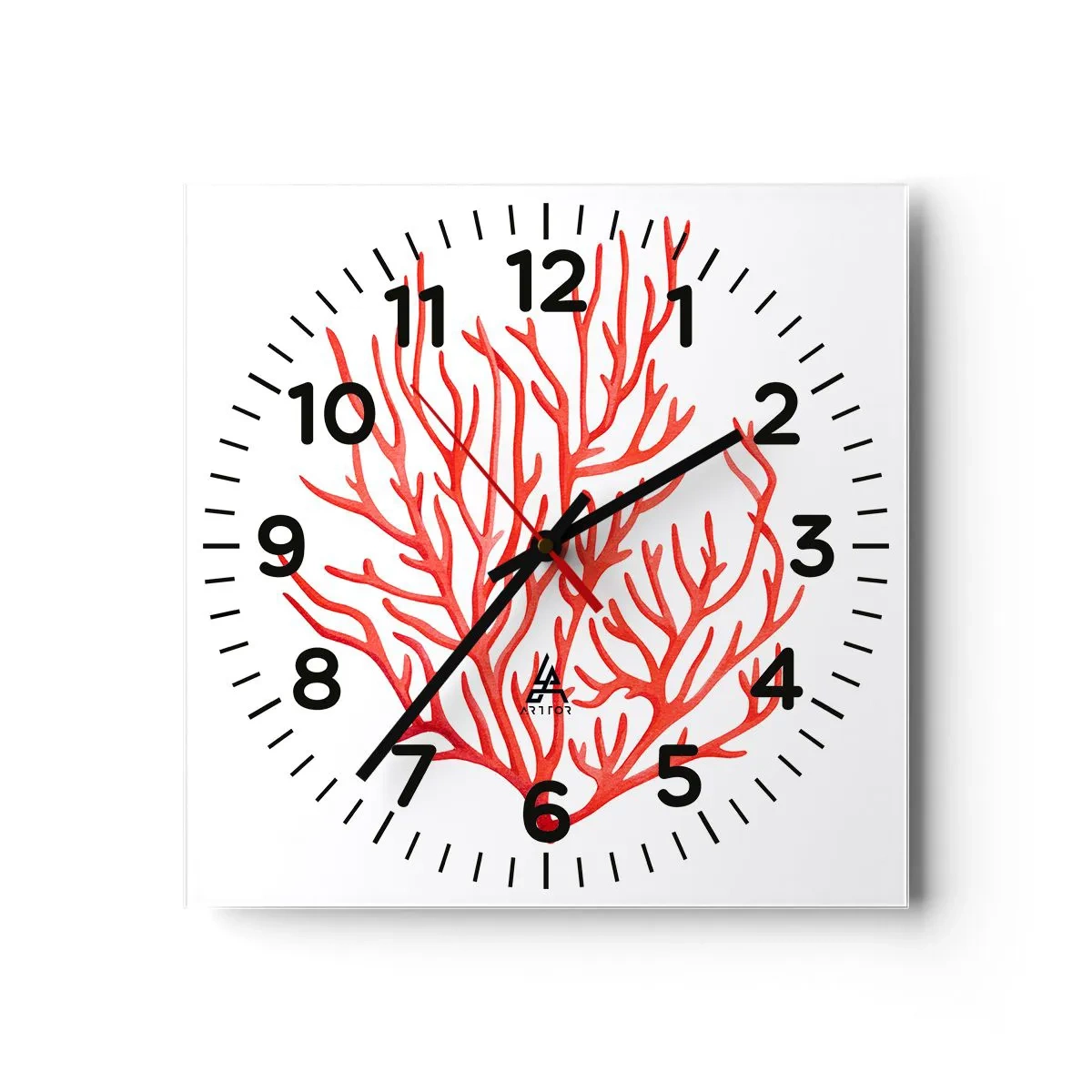 Reloj de pared - Reloj de vidrio - Filigrana de coral - 40x40 cm