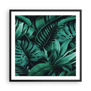 Póster en marco negro - Profundidad del verde tropical - 60x60 cm