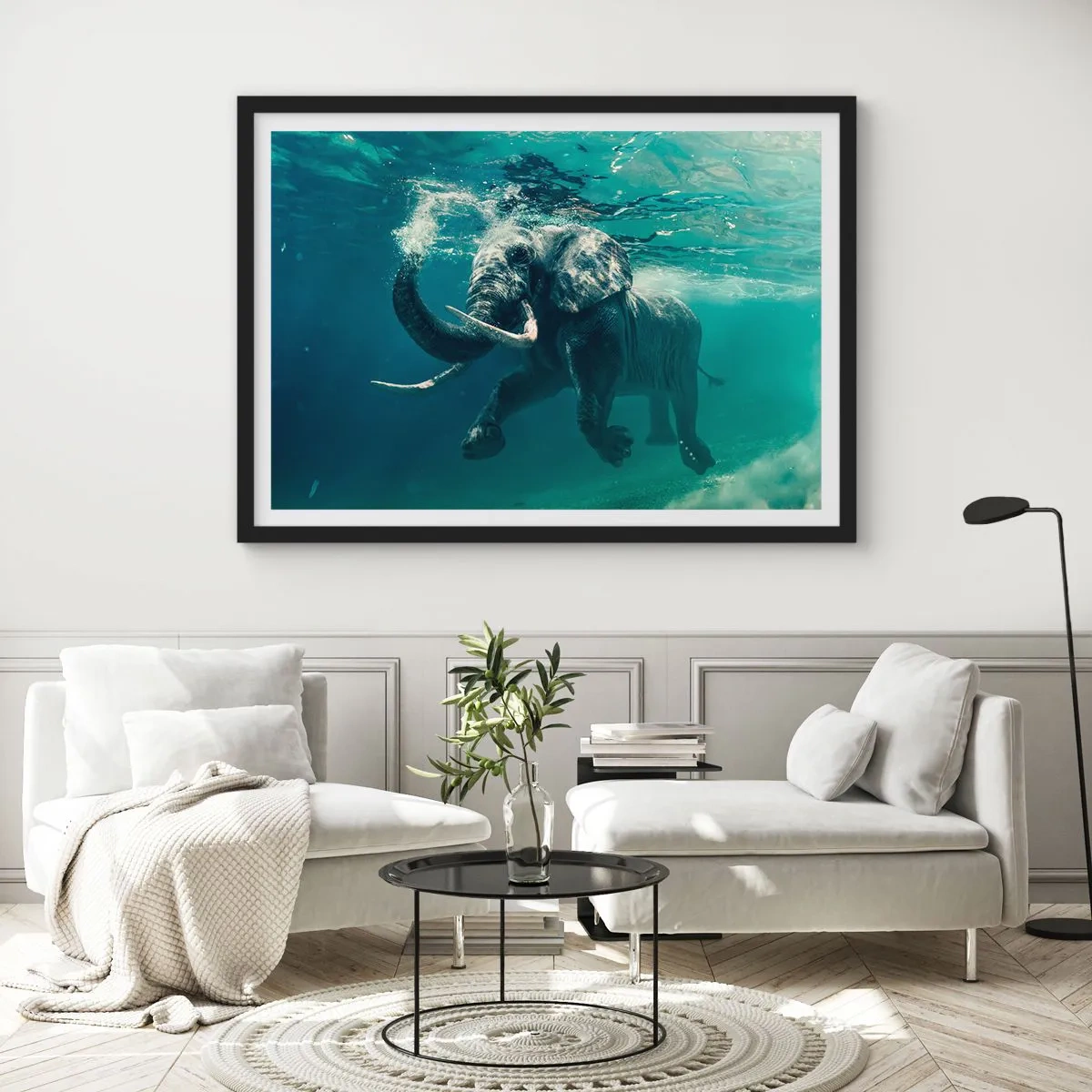 Póster en marco negro - A todos nos gusta nadar - 40x30 cm