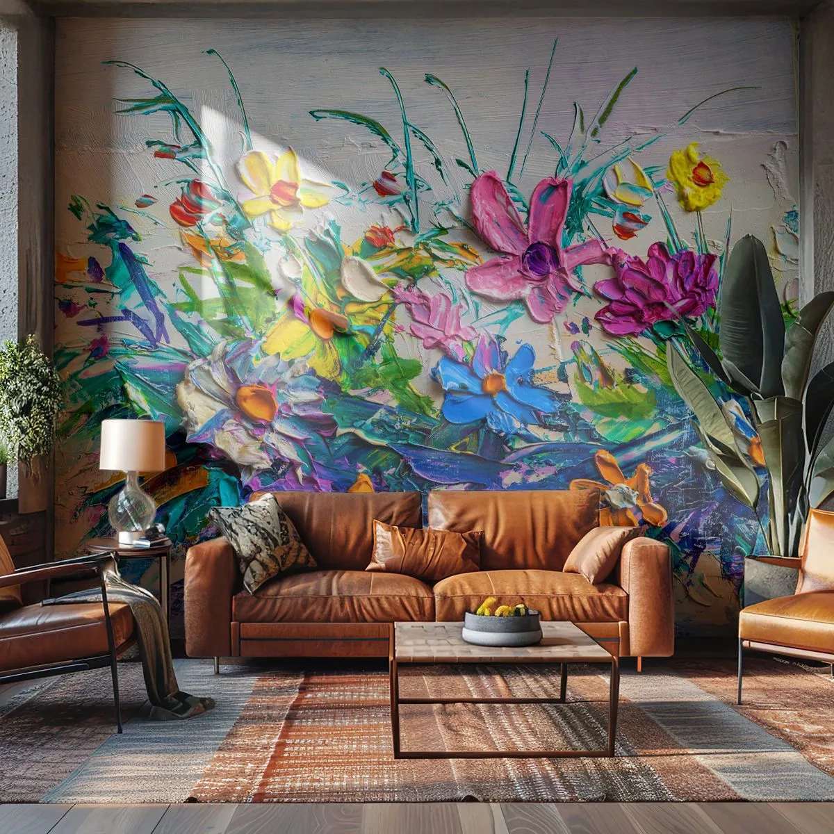 Fotomural Premium Canvas - La energía de las flores - flores, Ramo de flores, Jardín - 350x256 cm