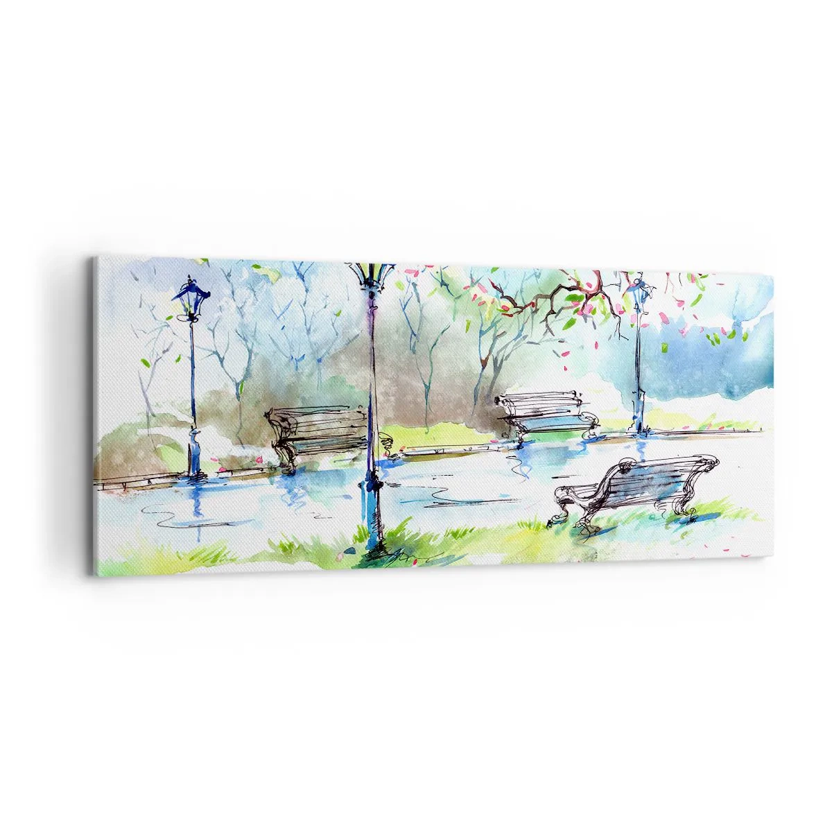 Cuadro sobre lienzo - Impresión de Imagen - El encanto del silencio del parque - 100x40 cm