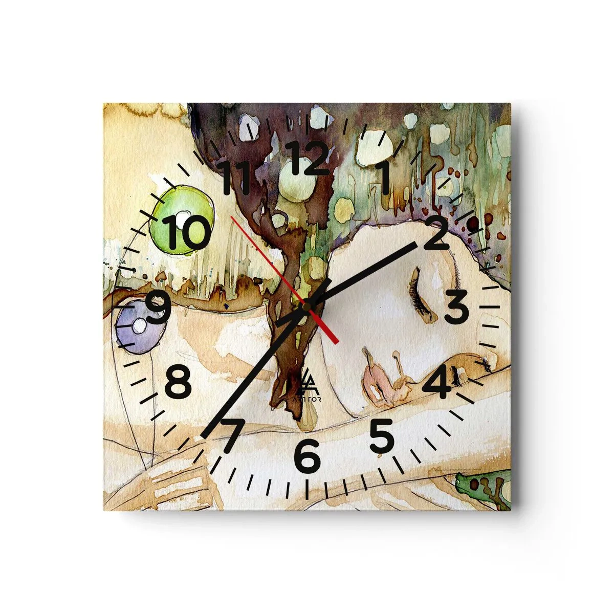 Reloj de pared - Reloj de vidrio - Sueño esmeralda y violeta - 30x30 cm