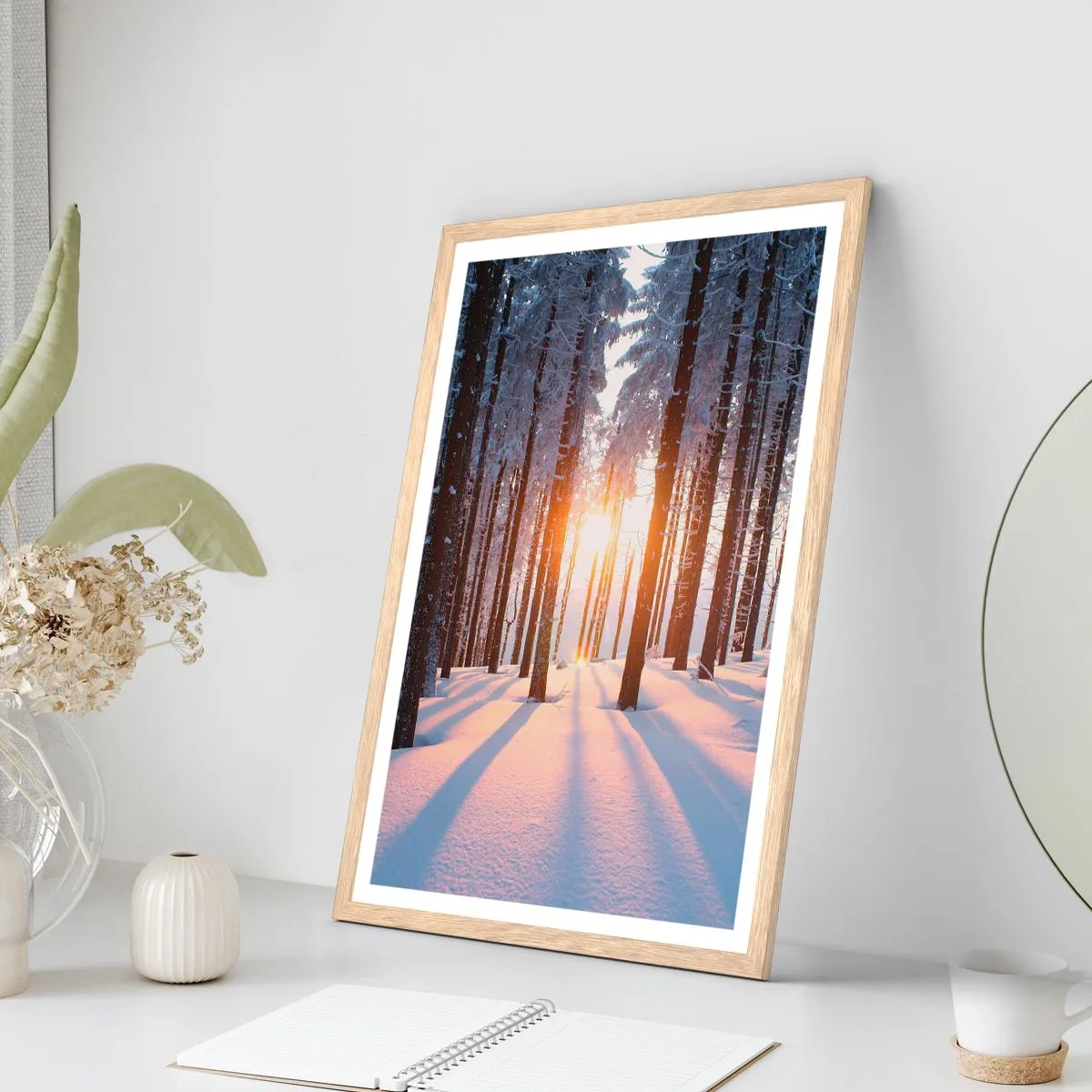 Póster en marco roble claro - Claramente en blanco y negro - 70x100 cm