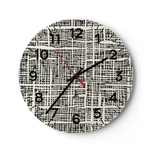 Reloj de pared - Reloj de vidrio - Composición del tejido - 30x30 cm