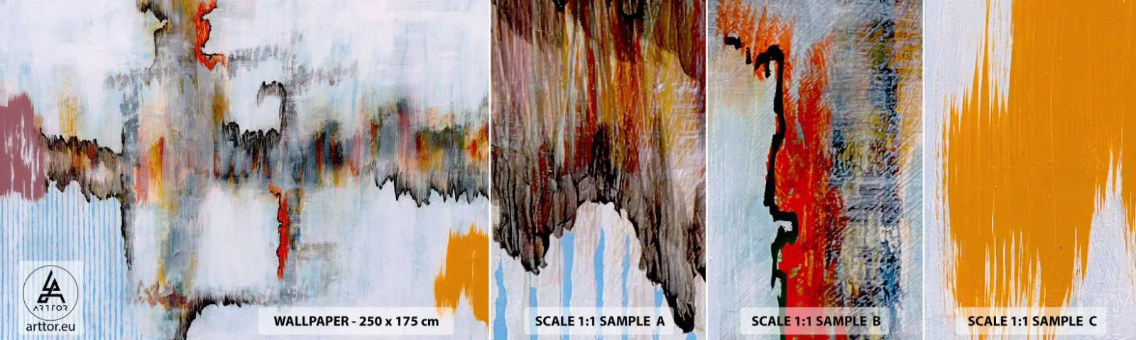 Muestra de fotomural autoadhesivo Deluxe Sticker - Abstracto sobre el agua - Abstracción, Pedazo, Patrón moderno - 100x30 cm